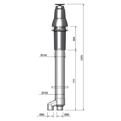Burgerhout Skyline 3000 HR dakdoorvoer 2x80 mm + Safe-PP rookgaspijp 400452782